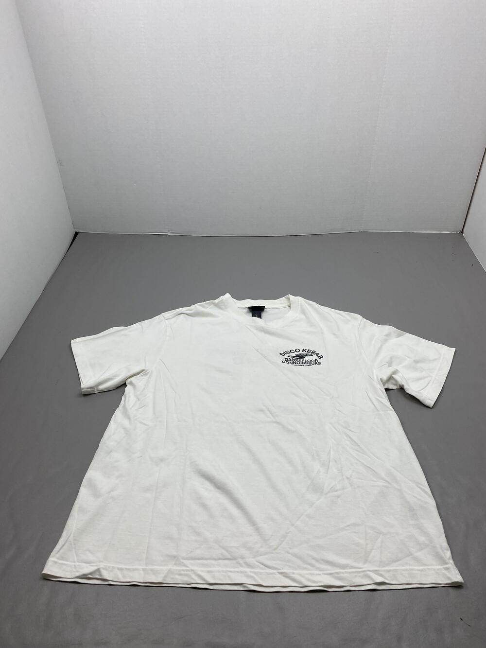 H&M Shirt Mens L White Disco Kebab Graphic Back Print Oversized Cotton